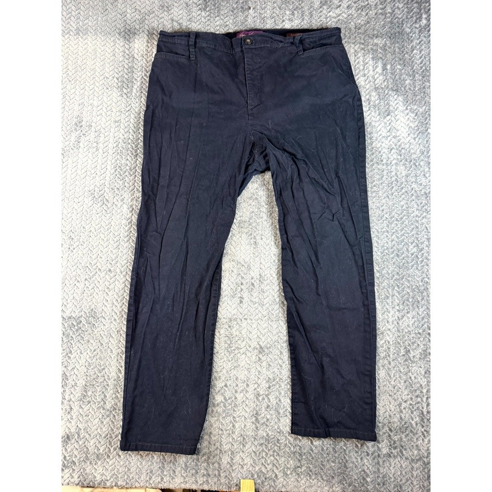 Gloria Vanderbilt Amanda Chino Pants Womens 18W Navy Blue High Rise Straight Leg